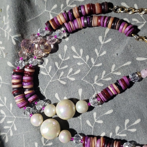 Vintage crystal pearl pendent necklace - Picture 4 of 6